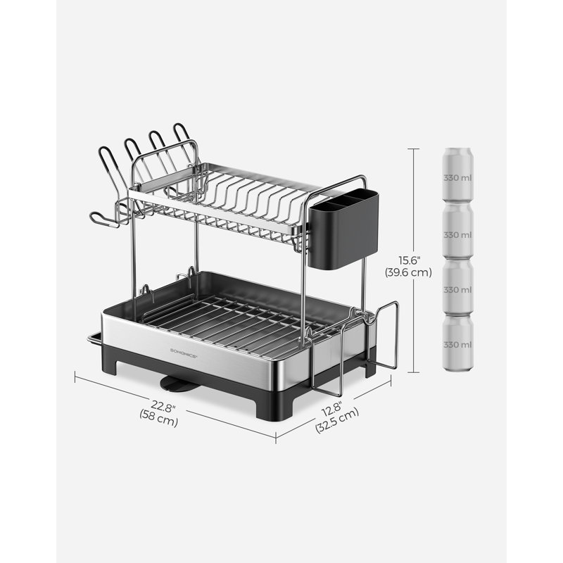 57.1x32x38.5cm Steel Dish Rack, Black