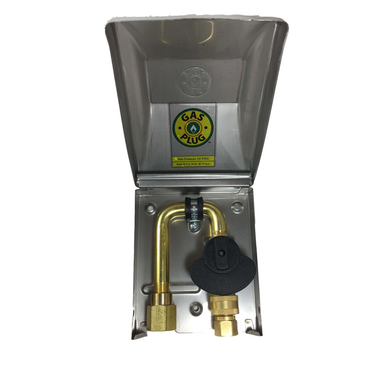 Burnaby Manufacturing Stainless Steel Gas Plug, 1/2-Inch Bottom Inlet, 3/8-Inch Quick Disconnect