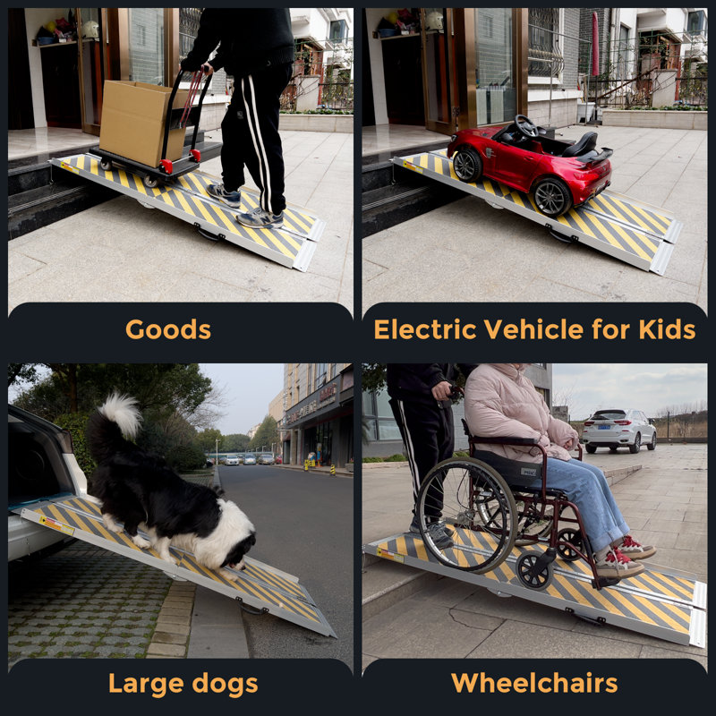 Maxtown Metal Portable Ramp, 1.96" H x 28.93" W x 71.65" D