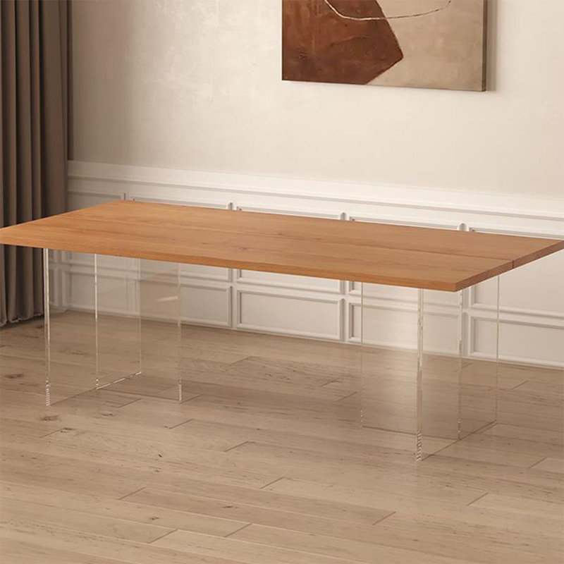 Bureau suspendu en bois massif et acrylique, 29.53" H x 55.12" W x 27.56" D
