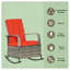 Fauteuil inclinable d'extérieur en rotin avec dossier réglable, coussin brun et rouge
