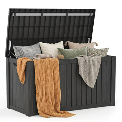 150 Gallons Water Resistant Lockable Resin Deck Box Durable Patio Storage Box