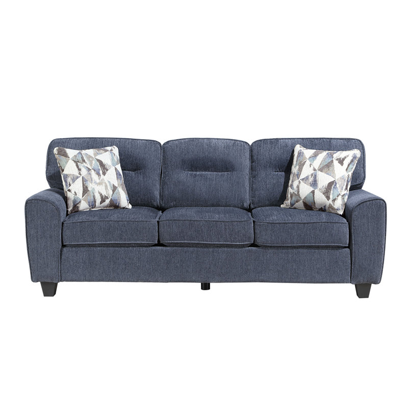 Canapé en chenille durable avec coussins décoratifs, meubles de salon de conception contemporaine, 1 pièce, Bleu