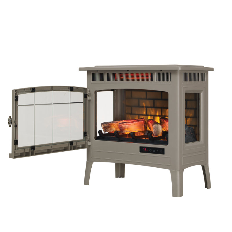 Chaufferette de foyer électrique autoportante avec effet de flamme 3D duraflame pour 1000 pieds carrés Pi. Chambre, gris français