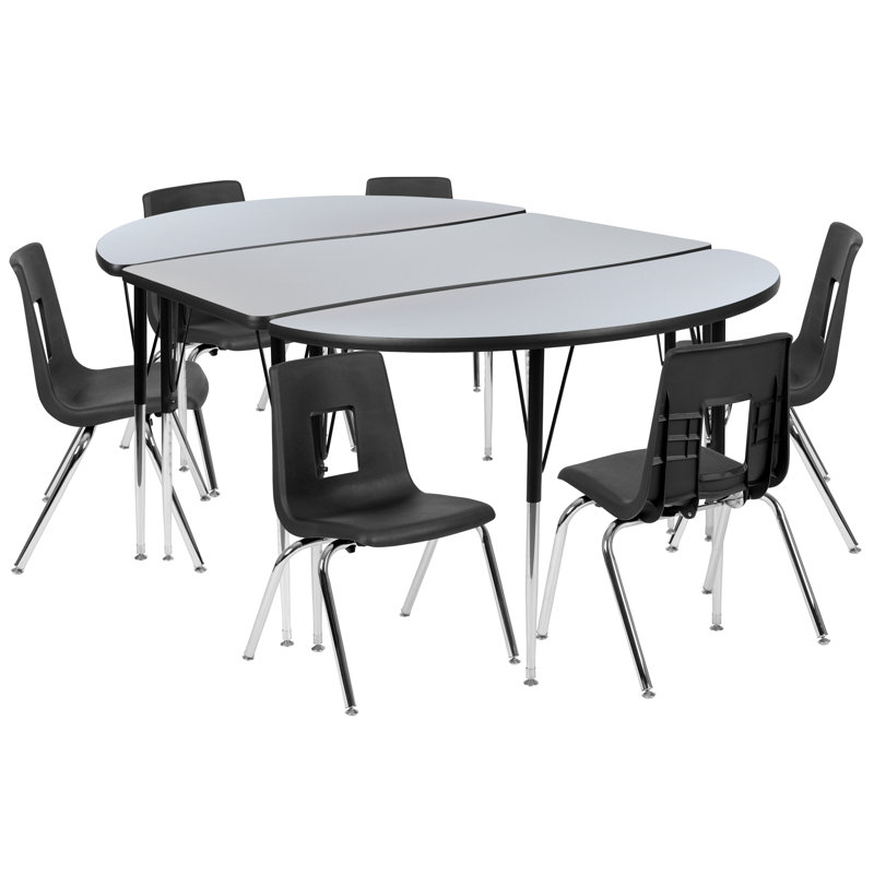 Ensemble de table d'activités pliable en stratifié ovale avec chaises 16 po Goddard, H 21,25 po x L 76 po x l 47,5 po