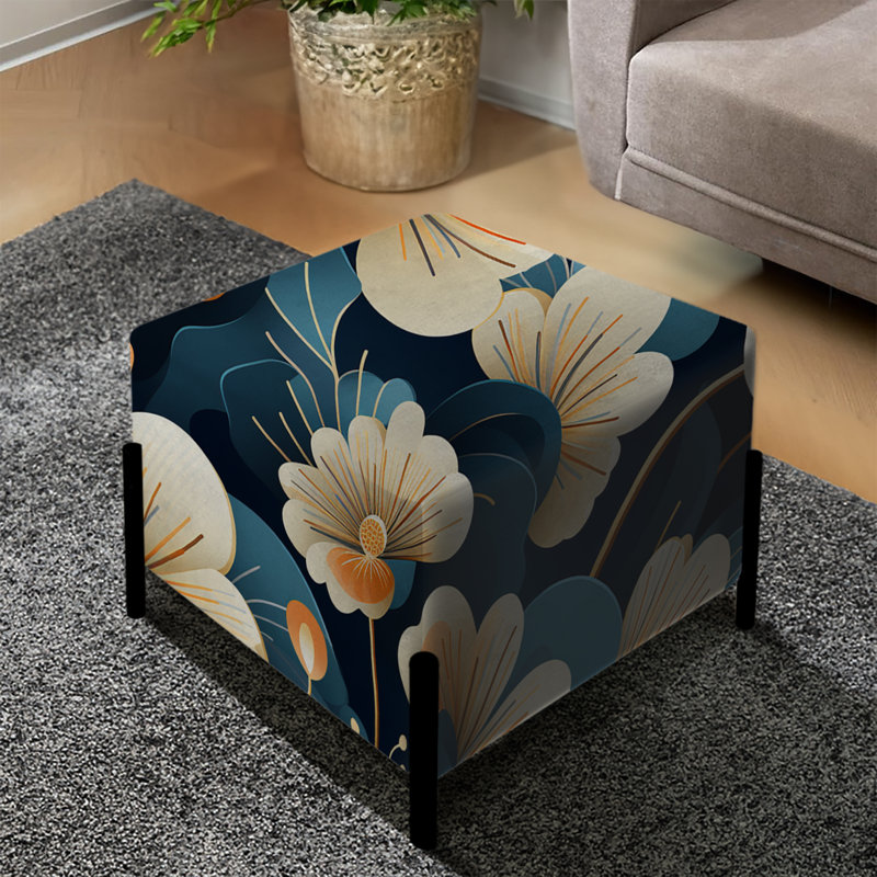 Beige et sarcelle Floral Elegance Fantasy - Repose-pieds carré floral