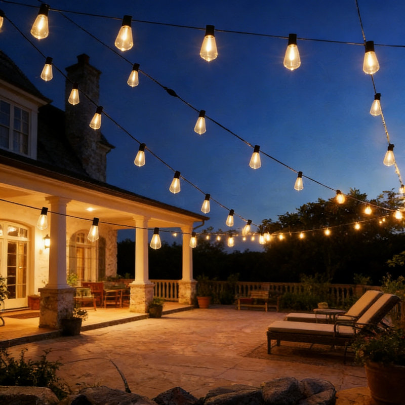 25FT LED String Lights Outdoor, Dimmable Waterproof, 13+1 Edison Bulbs