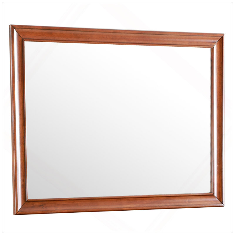 Miroir transitionnel en chêne, verre à faible distorsion pour des reflets transparents et finition en placage de bois durable