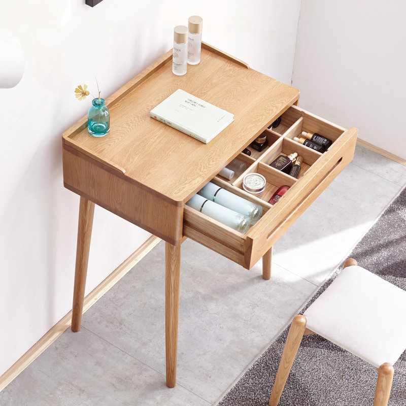 Table bistro compacte avec tiroir de rangement en bois massif