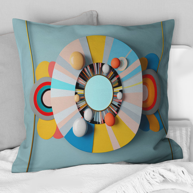 Coussin circulaire à motif géométrique abstrait II