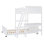 Lit simple superposé au dessus d'un lit double avec bureau, blanc