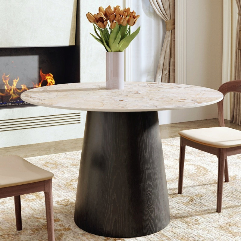 Petite table de salle à manger Bobrow, Noir, H 29,5 po x L 43,31 po x l 43,31 po, Jolie crème
