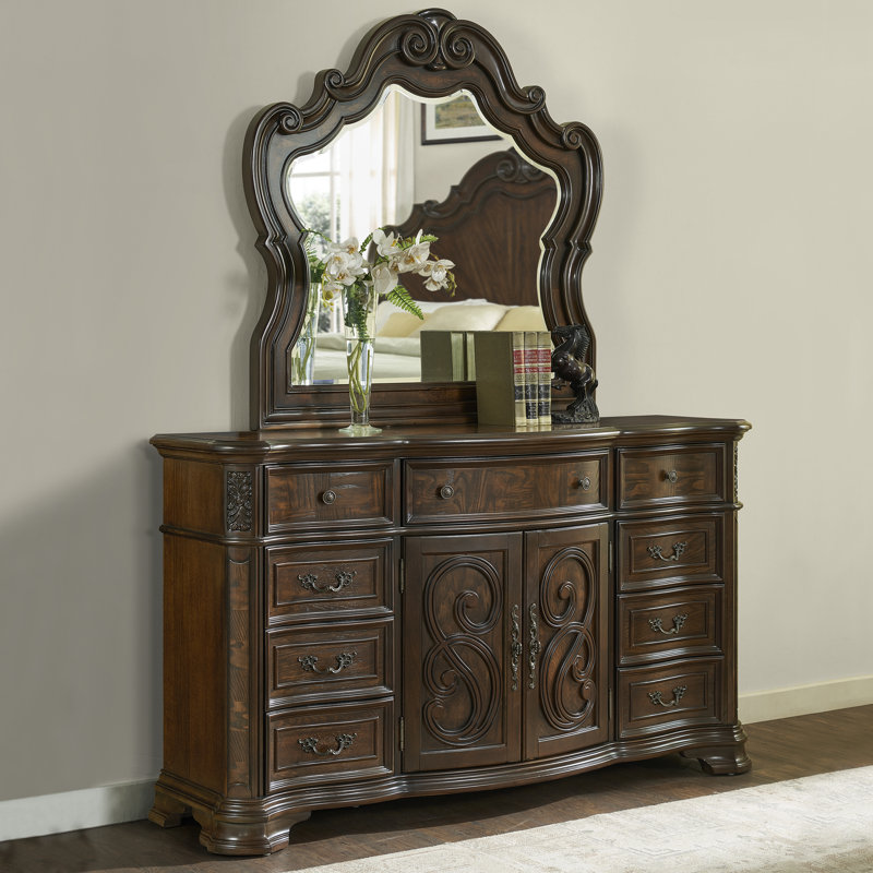 Commode 9 tiroirs avec miroir Arvo