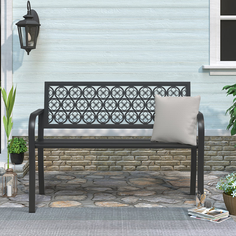 Banc de jardin moderne avec dossier floral
