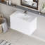 Meuble-lavabo flottant moderne 36 po avec lavabo en résine, armoire de rangement murale, tiroirs à fermeture en douceur, finition blanc brillant
