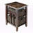 Devon accent table with two foldable corn husk baskets, top, Brown & Chocolate finish