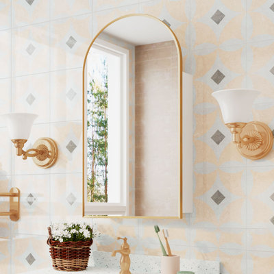 Raygen Arched Bathroom Cabinet, Wall Mounted Storage with Adjustable Shelves