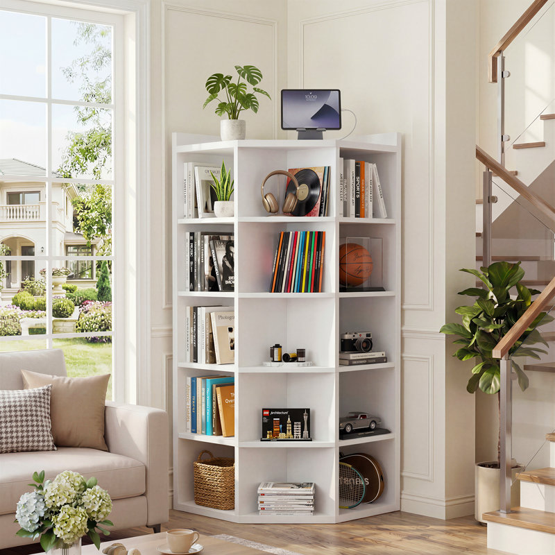 Bibliothèque moderne, bibliothèque de rangement, Blanc, H 55 po