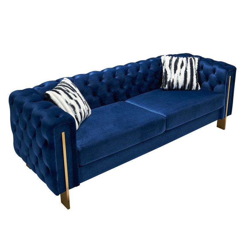 Velours, H 29,13 po x l 84,25 po x P 30,7 po, Velours bleu