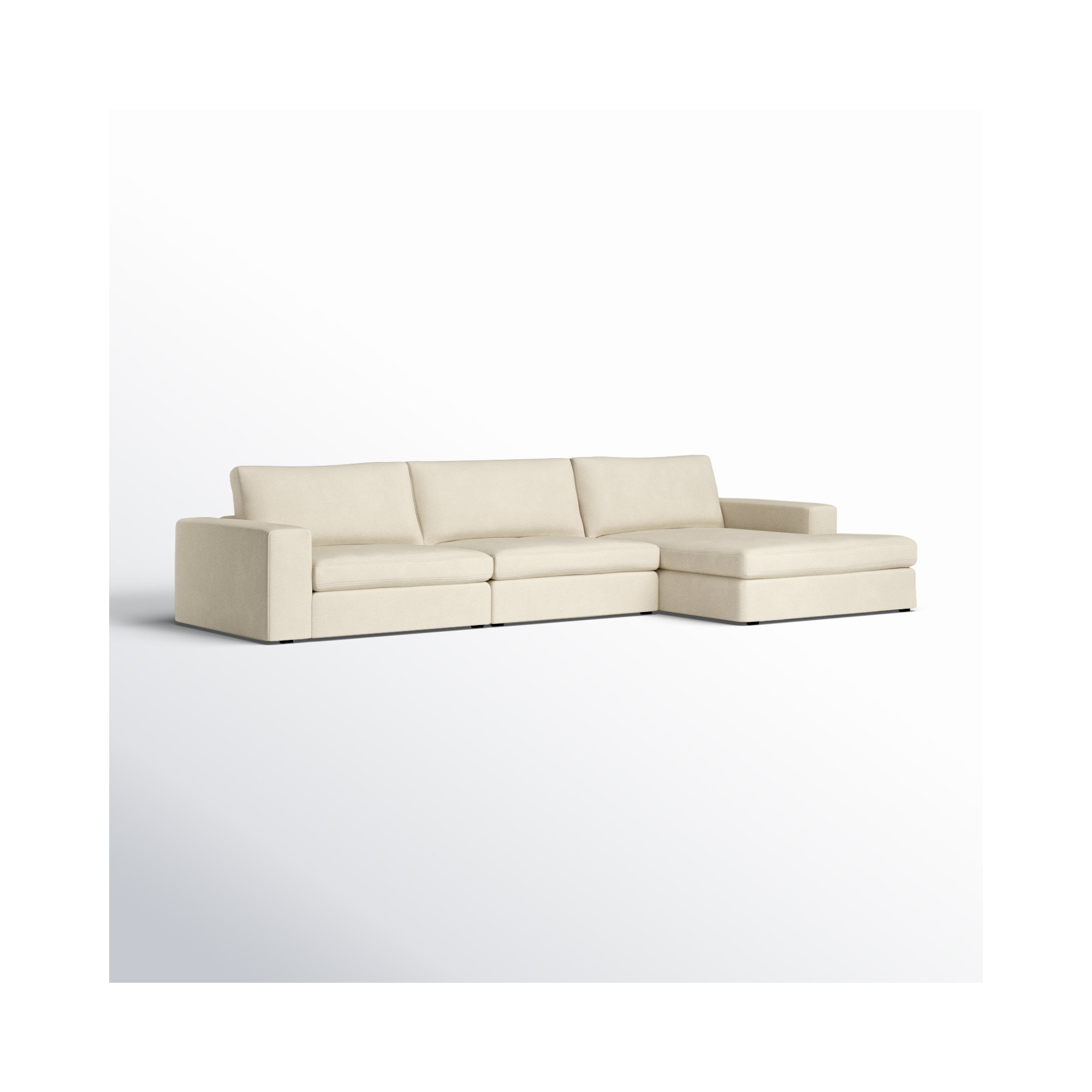 Ojai 3 - Piece Upholstered Sectional, Beige Chenille, Right Hand Facing