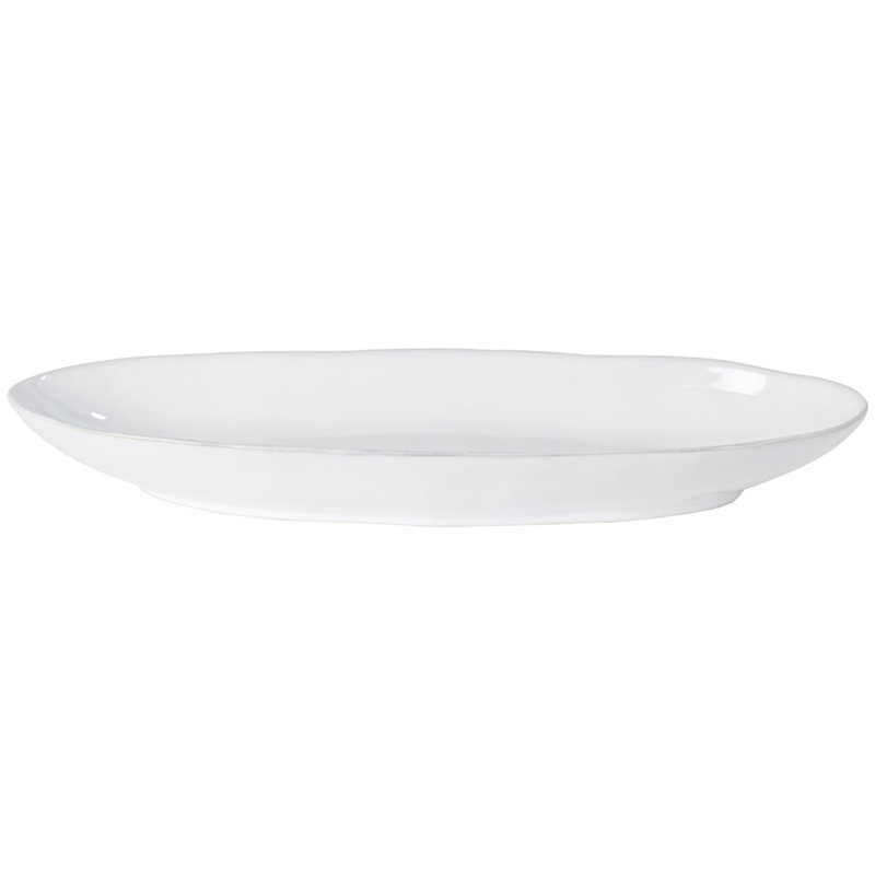 Livia Stoneware Platter, 2" H x 16" L x 5.75" W, White