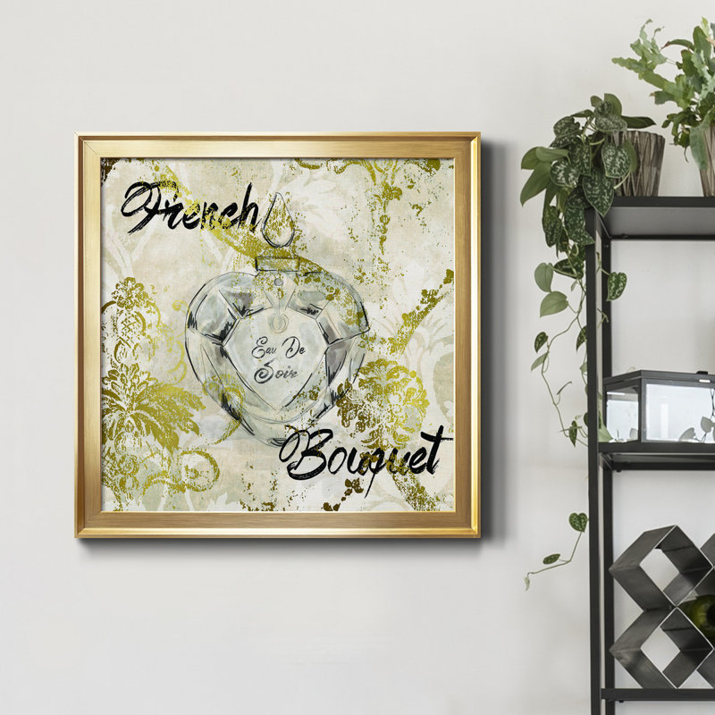 Bouquet français - Peinture sur toile encadrée, H 34,5 po x l 34,5 po x P 1,5 po, Toile encadrée dorée