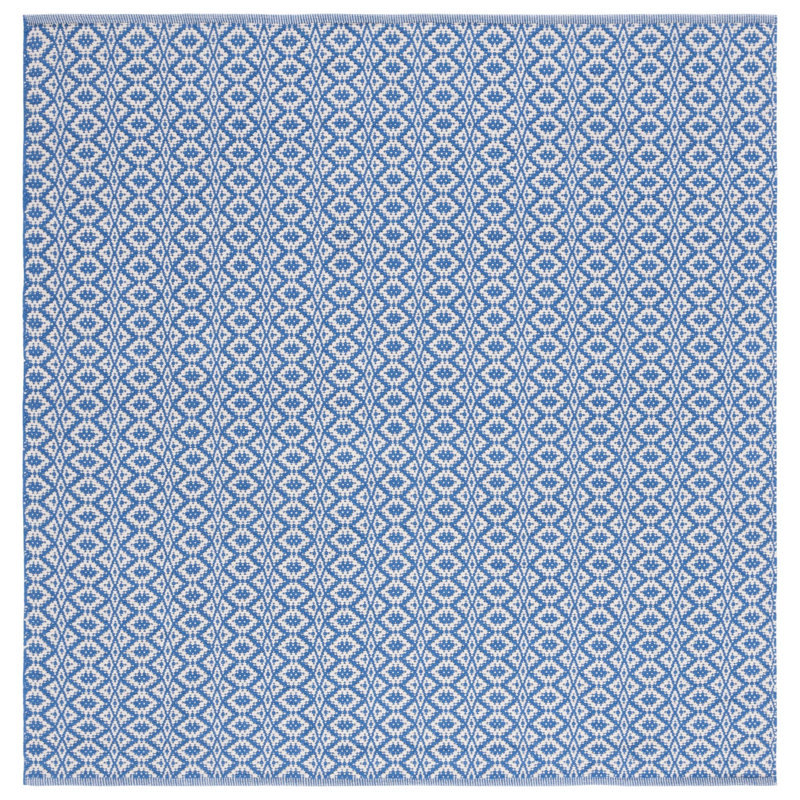 Barkeley Hand Woven Cotton Geometric Rug, Square 6'
