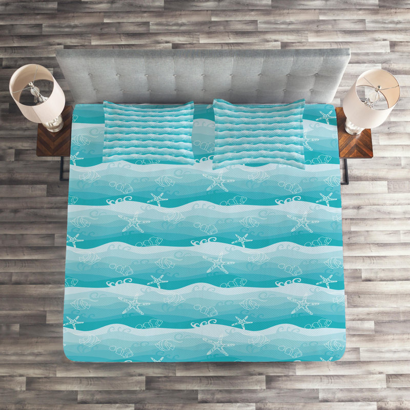 Coastal Polyester Coverlet, King Bedspread + 2 Shams