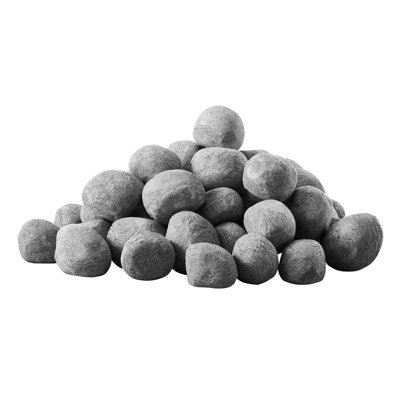1 ou 2 pierres de foyer en céramique grise (48 pièces) - Pierres de lave sans fumée pour foyer au gaz et au propane