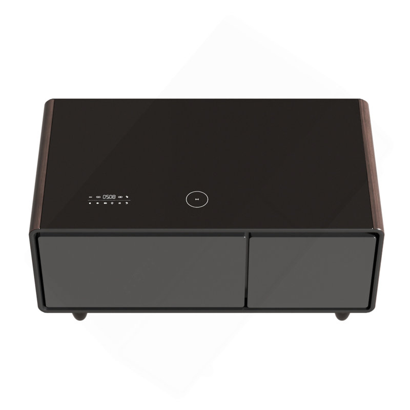Myabella 93L Smart Coffee Table with Freezer and Fridge, Wireless Charging and Bluetooth Speaker, Brown