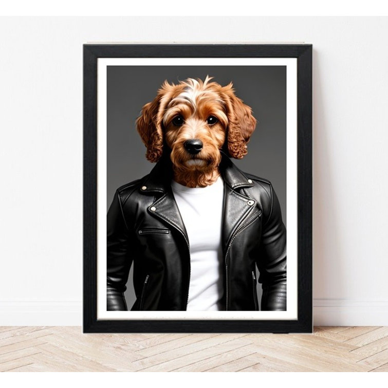 Happy Larry Cockapoo Leather Jacket - Single Picture Frame Art Prints ...