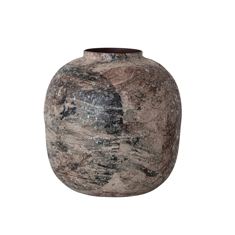 Vase en fer émaillé marbré multicolore
