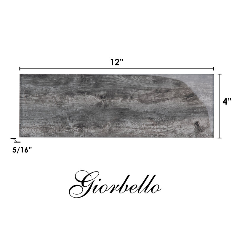 Glass Metallic Wood 4'' W x 12'' L Glass Subway Singular Tile, Platinum