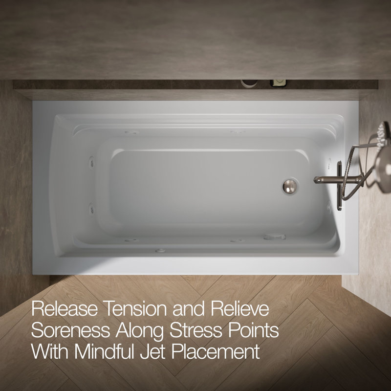 Archer® Alcove 60" x 32" Whirpool Bathtub, Ice Grey, Right