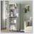 Tall Storage Show Cabinet with 2 Glass Display Door & 2 Doors, Tall Kitchen Pantry Cabinet