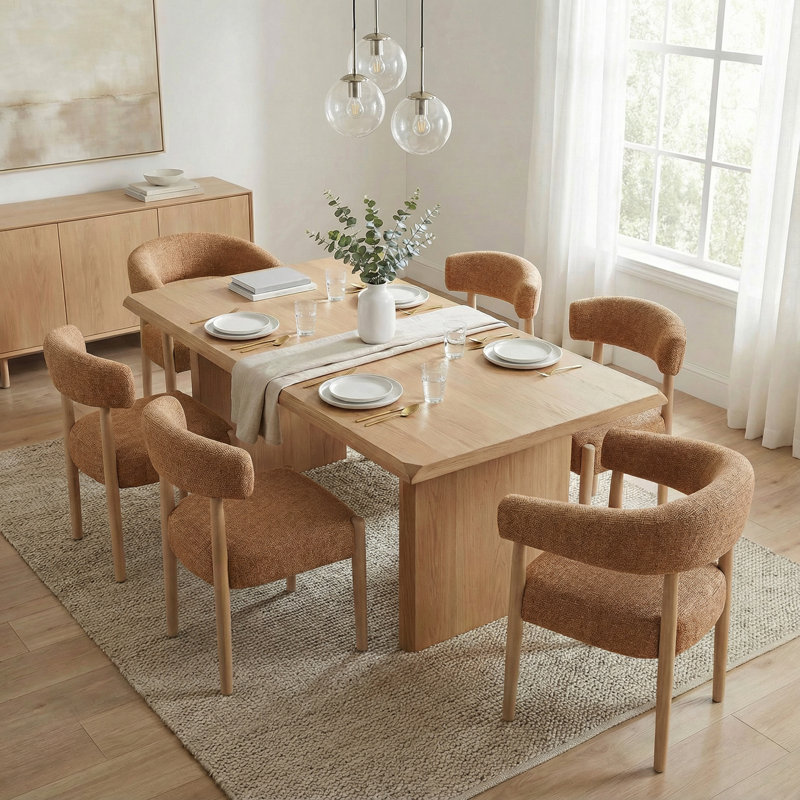 Upholstered Side Dining Chair (Set Of 6), Orange
