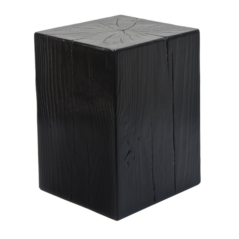Modern Black End Table, 18" H, Wood-Like Distressed Appearance, Mix And Match Setup Wood-Look 14.35" Wide, Lightweight, Indoor Outdoor Use
