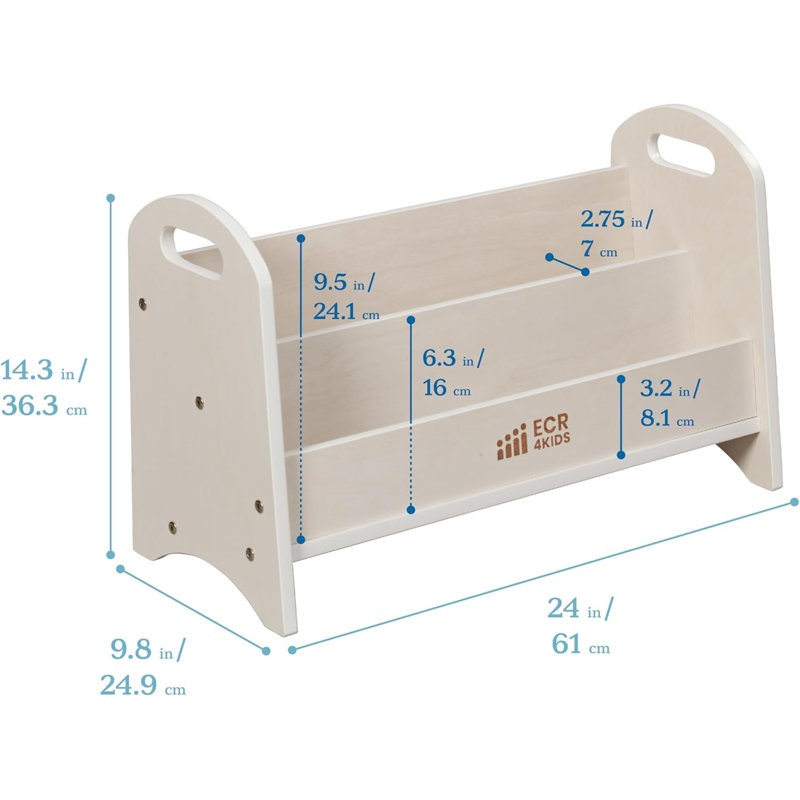 2-Tier Kids Book Display Shelf With Handles, Montessori Book Organizer For Playroom Or Classroom, Durable And Safe Design