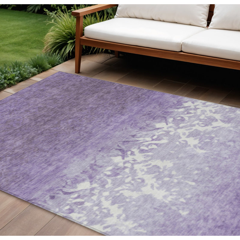 Tapis d'intérieur lavable mauve et ivoire 9 pi x 12 pi