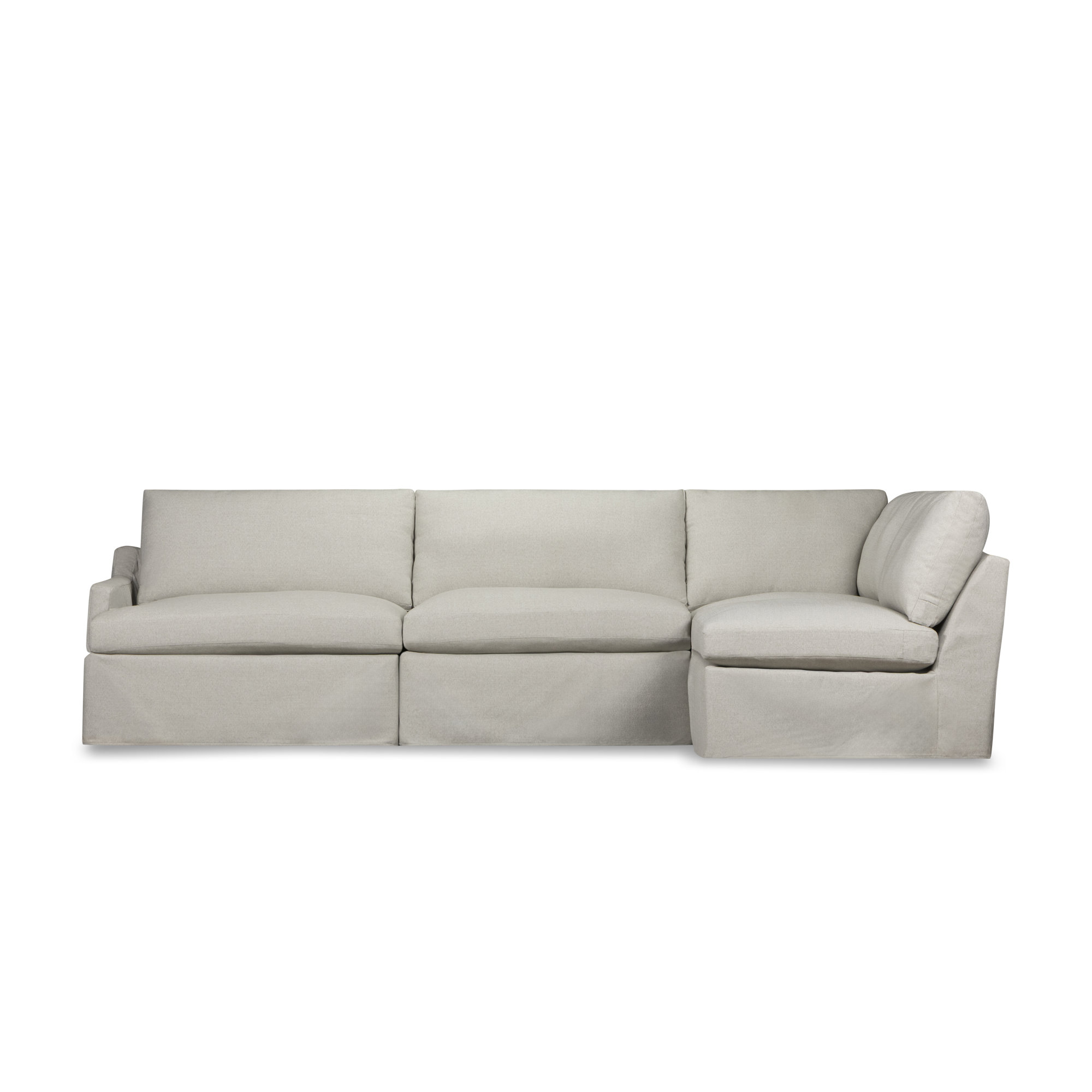 Wrenley 4-Piece Slipcovered Modular Sectional, Macarena Light Gray Canvas, Right Hand Facing