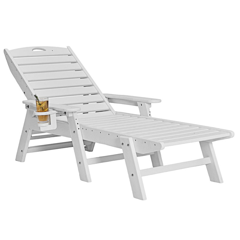 Outdoor Chaise Lounge Chair, White