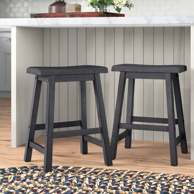 Whitworth Solid Wood Stool, Counter Stool (24” Seat Height), Antique Denim
