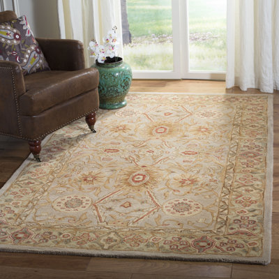 Tapis oriental ivoire / sauge en laine touffeté à la main Tingley