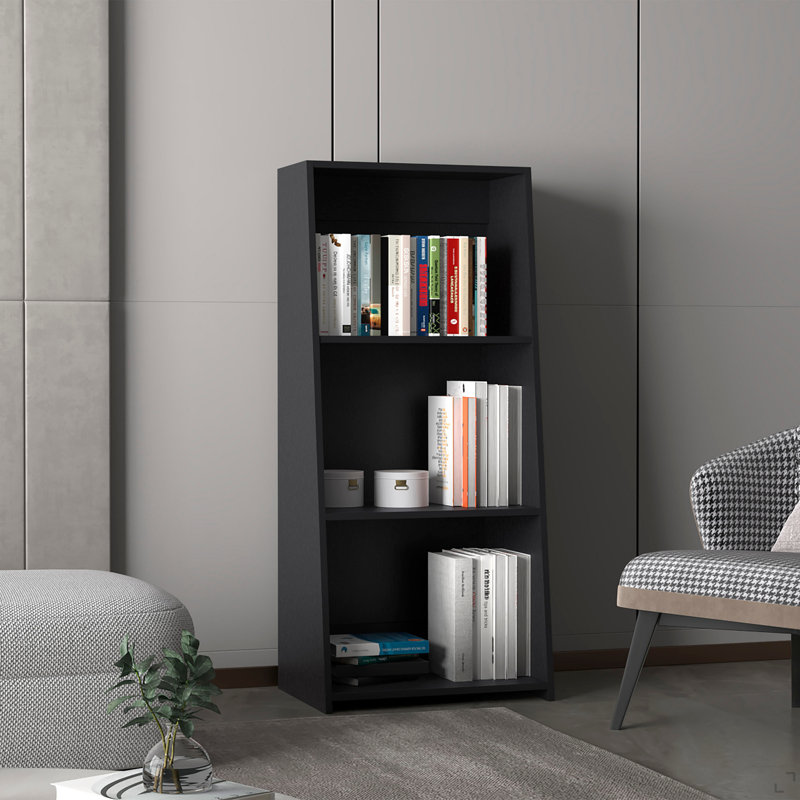 Bibliothèque échelle à trois niveaux 47 "Note, Noir mat