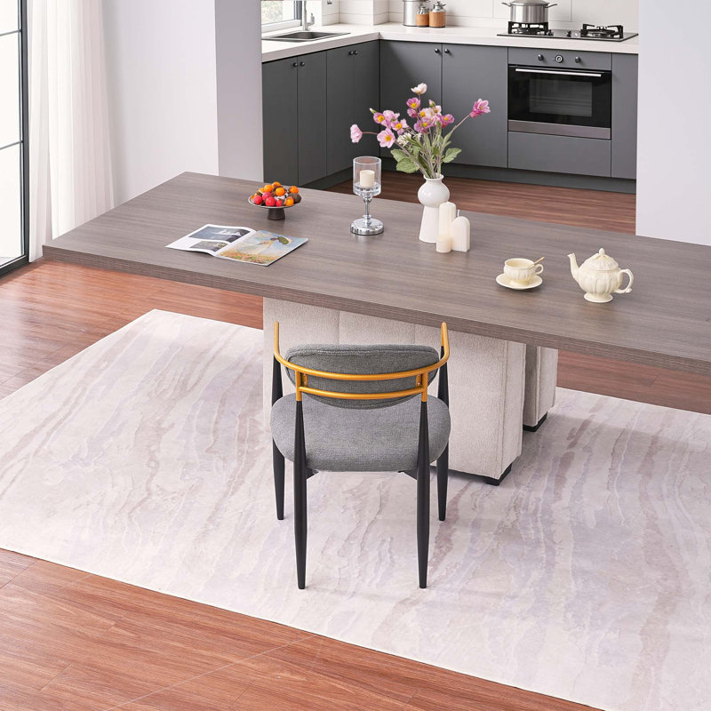 Chaise de salle à manger rembourrée moderne avec dossier ergonomique et accoudoirs - ensemble de 2, Gris