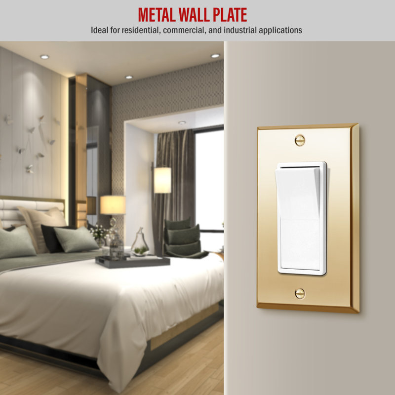 Polished Brass 1-Gang Rocker Wall Plate Set of 3