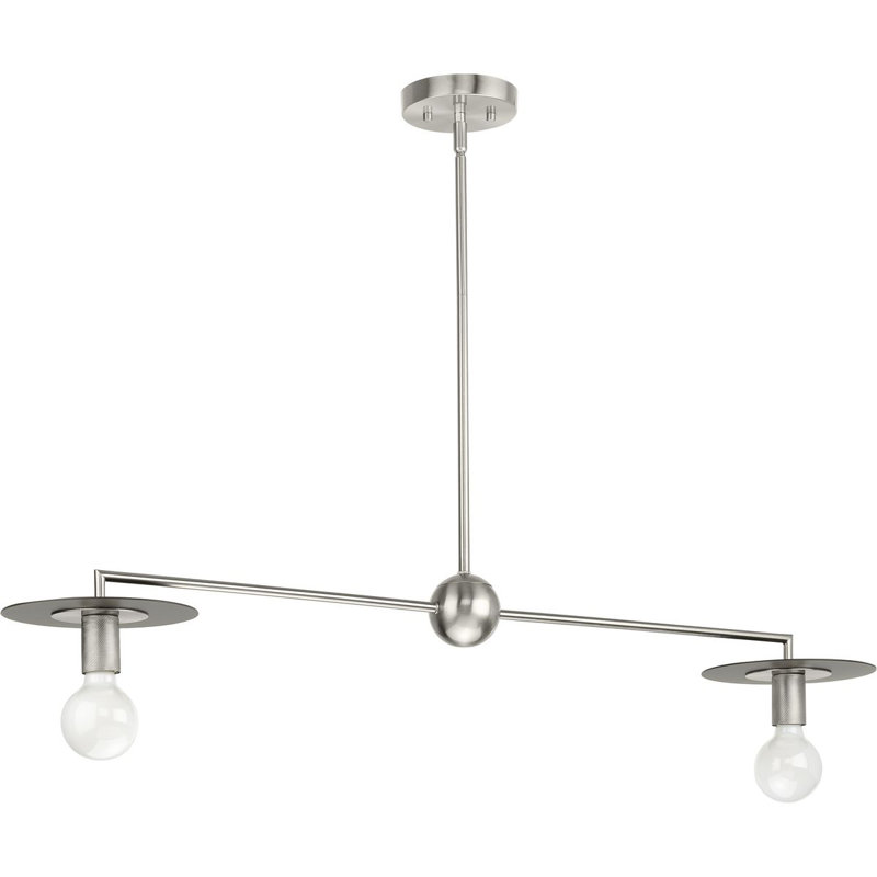 Lustre classique / traditionnel à 2 lumières pour îlot de cuisine Serana, Nickel brossé
