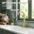 Commercial Single Handle High Arc Kitchen Faucet with Higher Body for Easy Cleaning | 20" Pull-Down Sprayer & 3 Modes | Fits 1-3 Hole for RV/Utility Sink | Brushed Gold-125242515