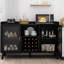 Bar à vin Ermo avec éclairage à DEL, armoire à café avec porte-bouteilles-1825423701