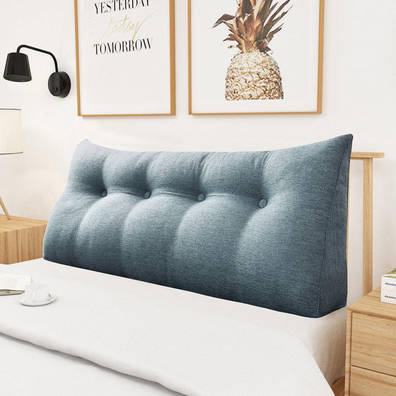 Sit-up Back Comfort Linen Blend Grey Headboard Reading Wedge Pillow for Bed Rest Back Support, 20" H x 54" W x 8" D